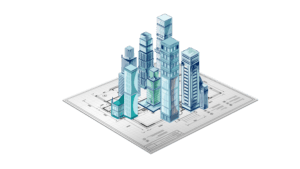 city scape on blue prints